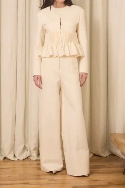 Jane Peplum Blazer in Wool & Cotton