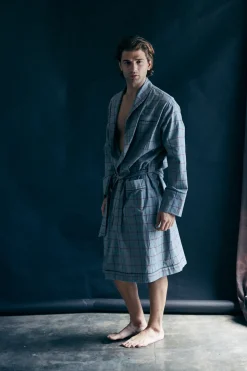 Janus Men's Robe in Grey Flannella Plaid