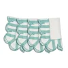 Jardin Embroidered Linen Scalloped Stripe Napkins in Green, Set of 4