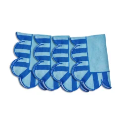 Jardin Embroidered Linen Scalloped Stripe Napkins with Color Backing, Set of 4
