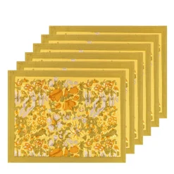 Jardin Mats in Mustard & Grey, Set of 6
