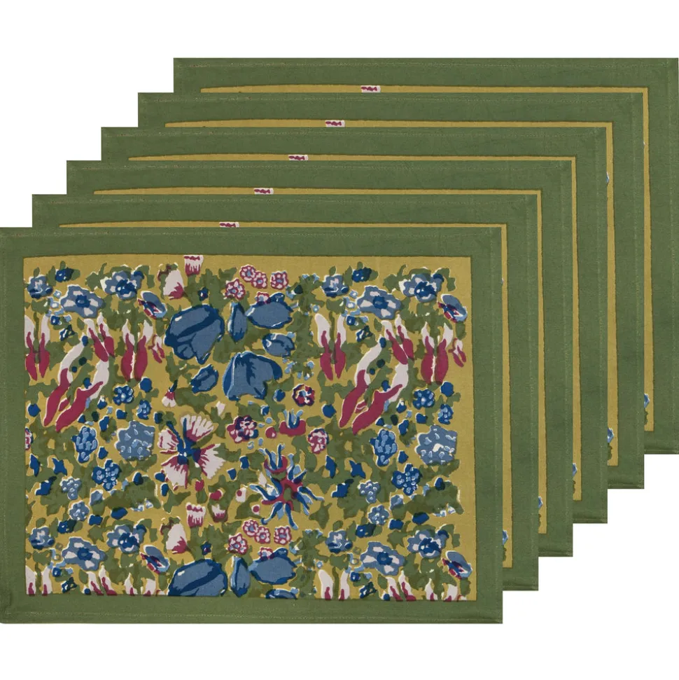 Jardin Placemats Blue & Vert, Set of 6