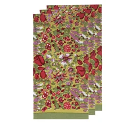Jardin Tea Towels Red & Green , Set of 3