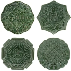 Jardins Du Monde Dessert/Salad Plate Assorted, Set of 4 in Basil