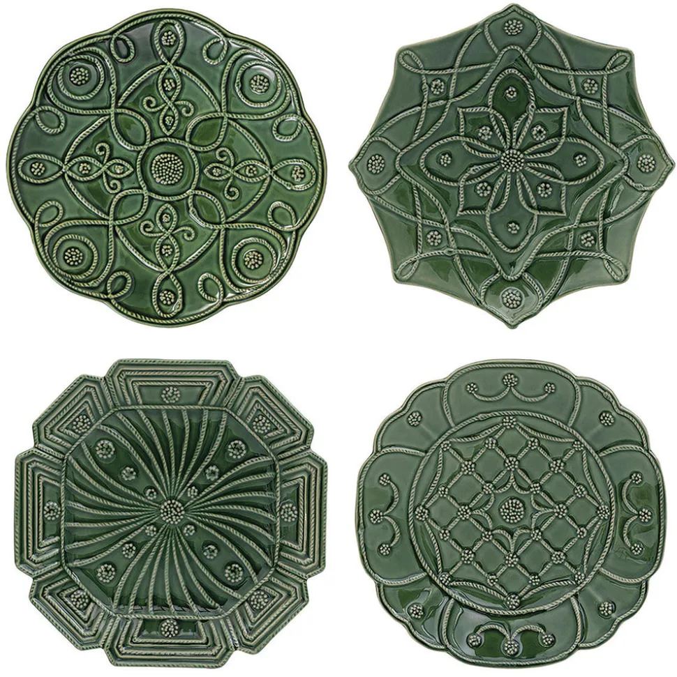 Jardins Du Monde Dessert/Salad Plate Assorted, Set of 4 in Basil