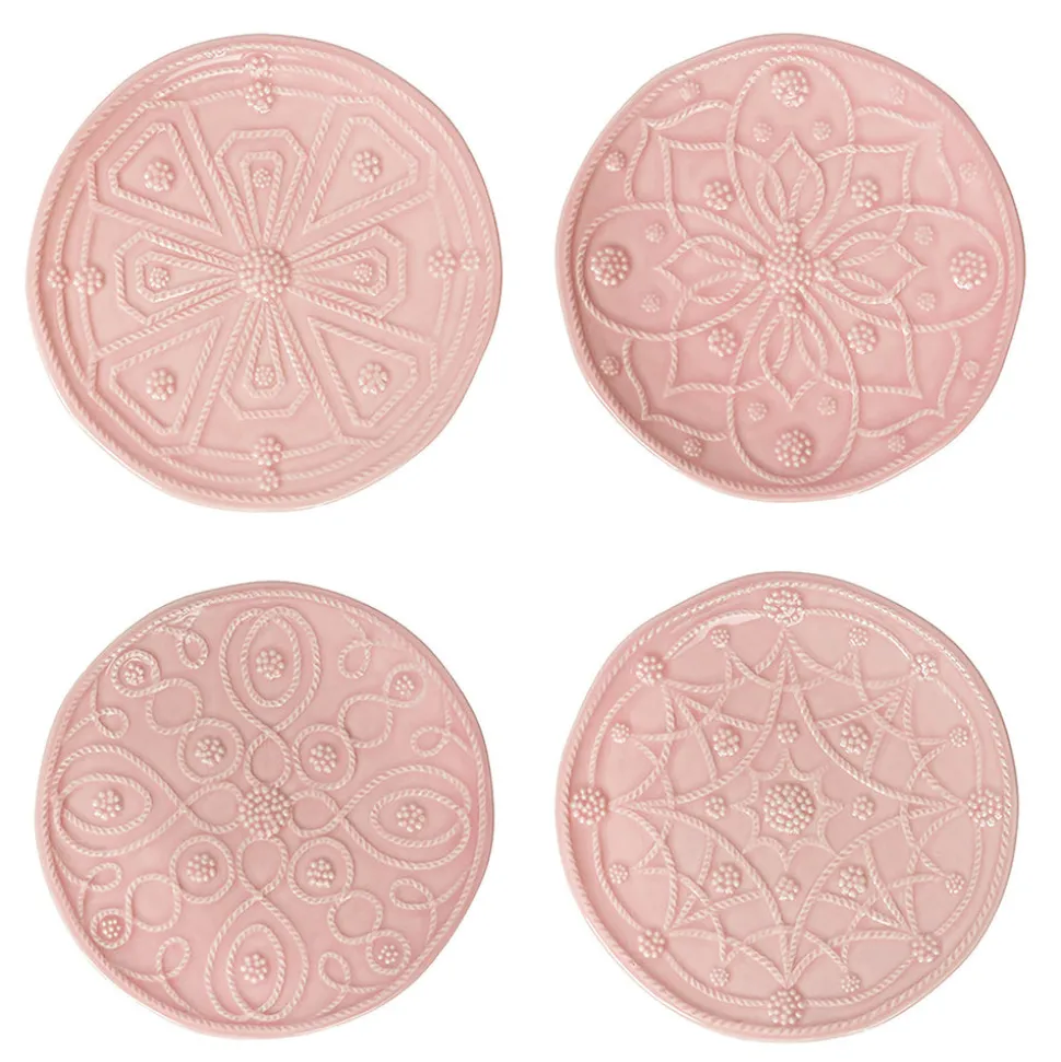Jardins Du Monde Side/Cocktail Plate Assorted, Set of 4 in Blush