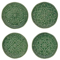 Jardins Du Monde Side/Cocktail Plate Assorted, Set of 4 in Basil