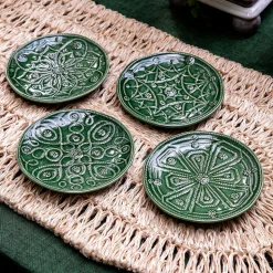 Jardins Du Monde Side/Cocktail Plate Assorted, Set of 4 in Basil