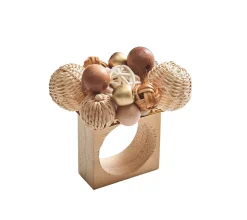 Java Napkin Ring in Natural & Brown, Set of 4