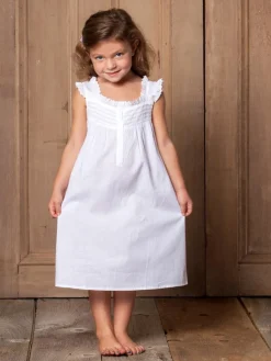 Jessie White Cotton Dress for Girls