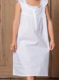 Jessie White Cotton Dress for Girls