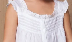 Jessie White Cotton Dress for Girls