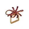 Jeweled Bow Napkin Ring in Red, Set of 4 in a Gift Box