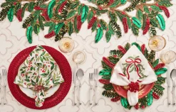 Jeweled Bow Napkin Ring in Red, Set of 4 in a Gift Box