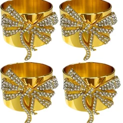 Jeweled Bow Napkin Rings, Set of 4