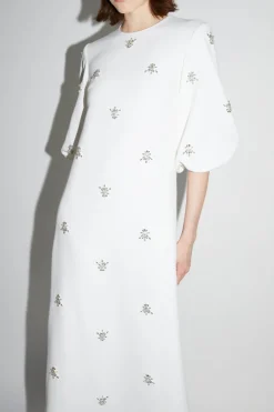 Joelle Dress Pure White Embellished Crepe
