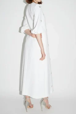 Joelle Dress Pure White Embellished Crepe