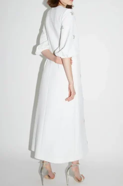 Joelle Dress Pure White Embellished Crepe