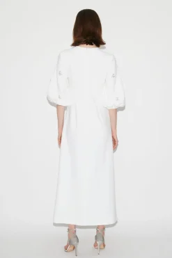 Joelle Dress Pure White Embellished Crepe