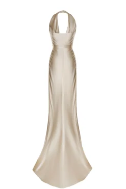 Jolie Champagne Halter-Neck Gown