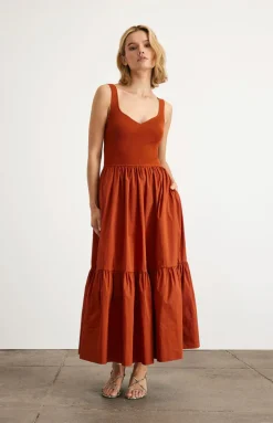 Josephina Dress in Brick