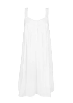 Joy White Cotton Sleeveless Nightgown with Buttons