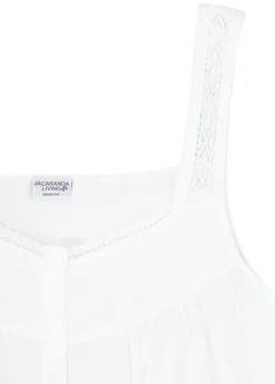 Joy White Cotton Sleeveless Nightgown with Buttons