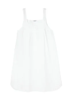 Joy White Cotton Sleeveless Nightgown with Buttons
