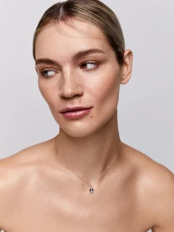 14K Emerald Cut Blue Topaz Necklace