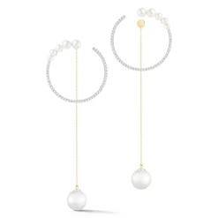 14K Gold Graduated Pearl Hoop with Pearl Drop Earrings