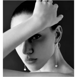 14K Gold Graduated Pearl Hoop with Pearl Drop Earrings