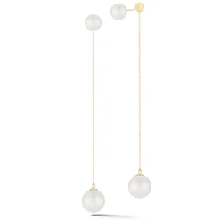 14K Gold Pearl Ball Drop Earring