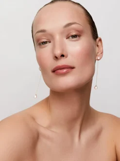 14K Gold Pearl Ball Drop Earring