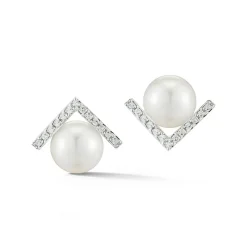 14K Gold Right Angle Pearl Stud