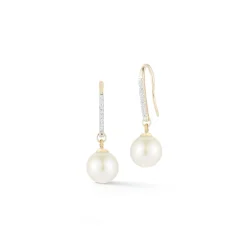 14K Gold Single Pearl Drop Earrings