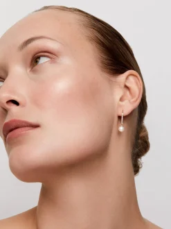 14K Gold Single Pearl Drop Earrings