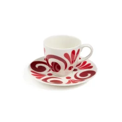 Kallos Coffee or Tea Cup in Deep Red on White