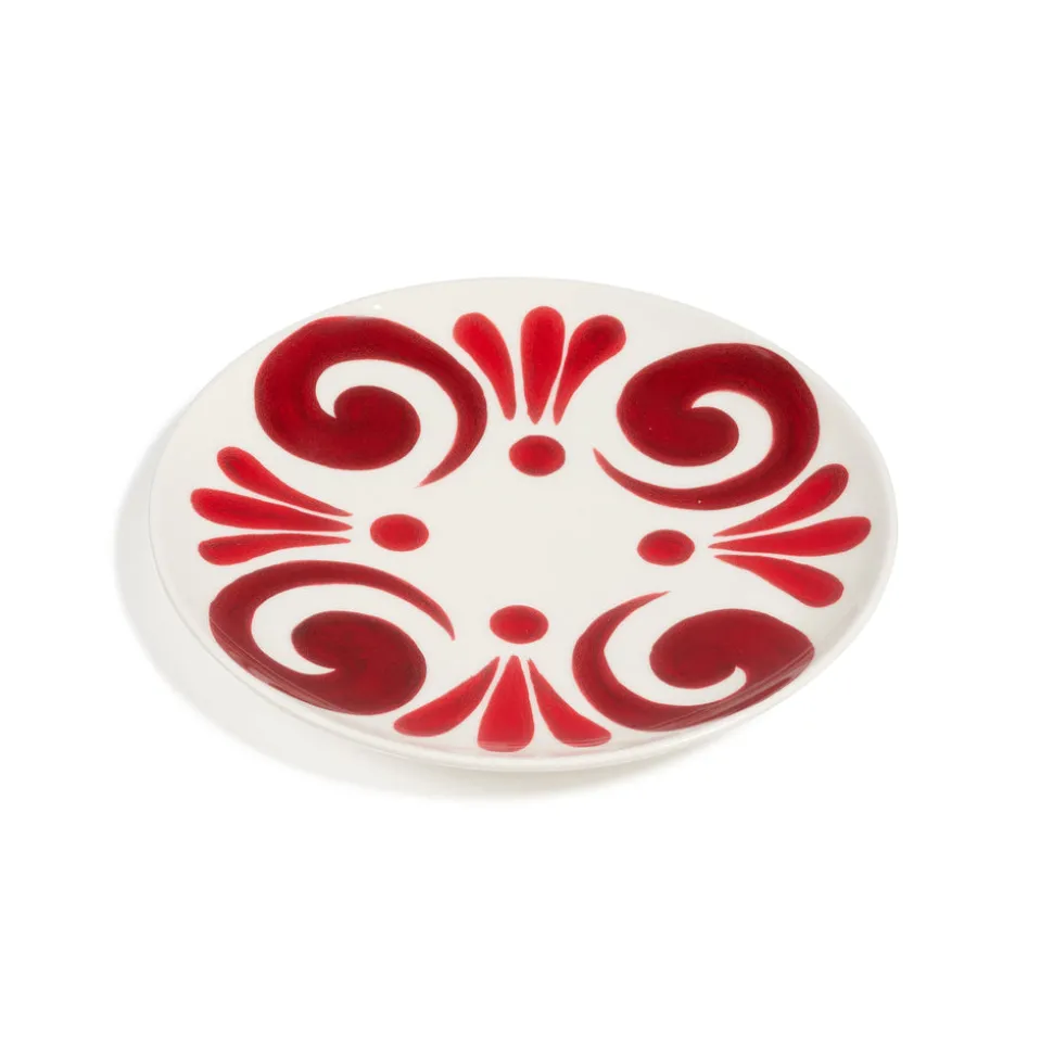 Kallos Dinner Plate in Deep Red on White