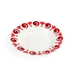 Kallos Soup Plate in Deep Red on White
