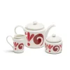 Kallos Tea Set in Deep Red on White
