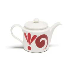 Kallos Tea Set in Deep Red on White