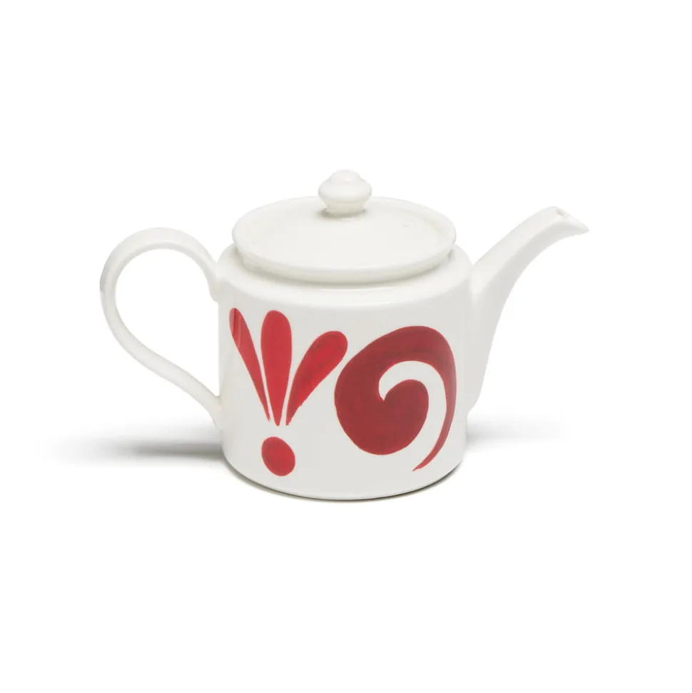 Kallos Tea Set in Deep Red on White