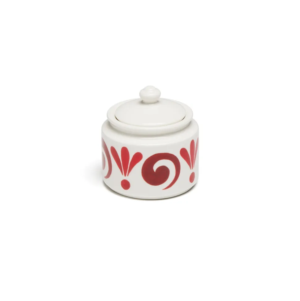 Kallos Tea Set in Deep Red on White