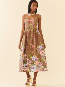 Katherine Dress in Caramel Victorian Floral