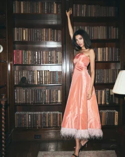 Katherine Removable Sleeve Dress in Spiced Coral