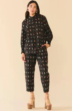 Katie Button Down in Florence Black Floral