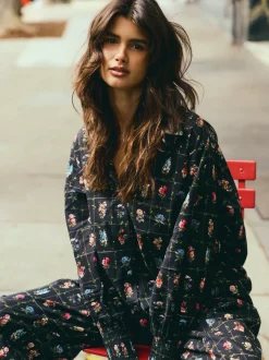 Katie Button Down in Florence Black Floral