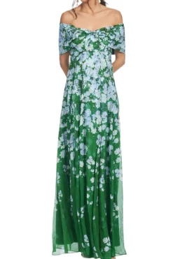 Kennedy Gown in Kelly Green Degrade Florals