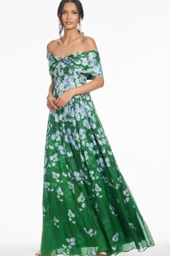 Kennedy Gown in Kelly Green Degrade Florals