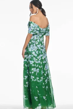 Kennedy Gown in Kelly Green Degrade Florals